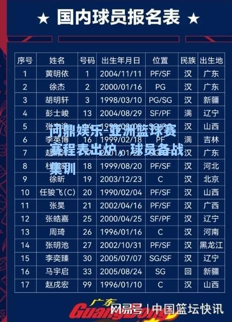 问鼎娱乐-亚洲篮球赛赛程表出炉，球员备战集训